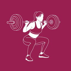 Woman Performing Barbell Squat Exercise in Gym.