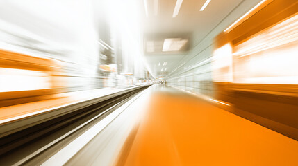 Urban subway scene with dynamic motion blur and abstract geometric shapes in vibrant colors. mobility guides, transit brochures, designed for transport & logistics marketing.