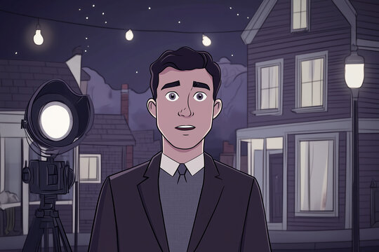 News reporter standing in front of a notable landmark, providing live coverage of a breaking story