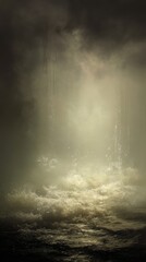 Atmospheric Seascape: A mesmerizing display of dramatic clouds dominates the sky above a turbulent sea, captured in a moment of untamed power and natural beauty.