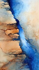 Watercolor River and Terrain: A captivating watercolor portrayal of a river carving its path through a textured terrain. The artist skillfully captures the essence of natural erosion.