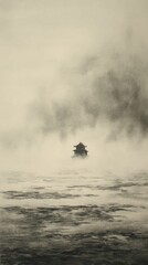 Mystical Temple Above the Clouds: An ancient temple, shrouded in a veil of mist, emerges gracefully from a sea of clouds, creating a scene of serenity and introspection.