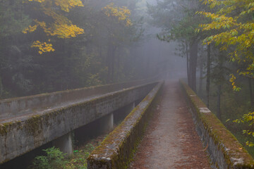 Damaged bobsleigh track on Trebevic mountain