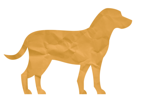 Brown crumpled paper dog silhouette icon