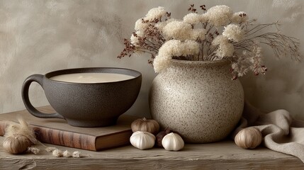 Minimalistic rustic kitchen counter scene for home decor, culinary inspiration, and lifestyle branding in modern farmhouse or organic living contexts