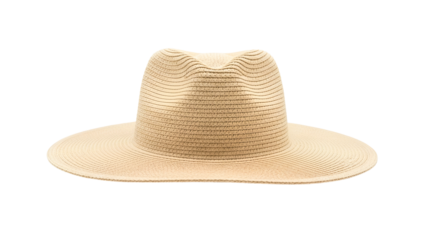 Woven straw fedora style headwear item positioned centrally against a solid black background.
