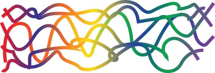 Rainbow Tangle Line Pattern – Colorful Gradient Scribble Curve Abstract Vector
