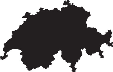 Fototapeta premium Black silhouette map of Switzerland country outline vector