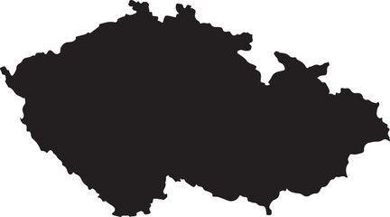Black silhouette map of the Czech Republic country outline vector