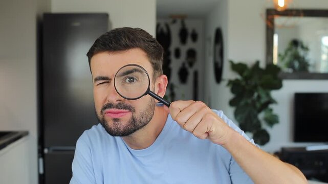Suspicious man figuring something out