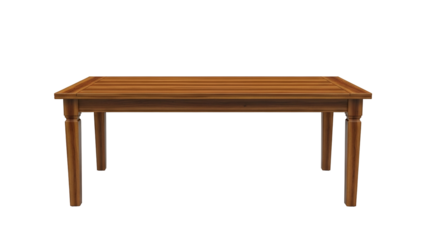 Rectangular wooden dining table rendered with slatted top detail against a solid dark background