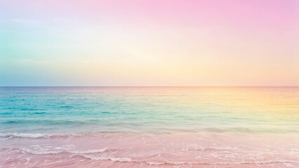 Serene Ocean Horizon with Pastel Rainbow Sky and Gentle Waves image photo Background