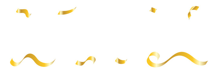 Gold Confetti and Ribbon Border Frame on Transparent Background. Festive Celebrations. Vector Illustration