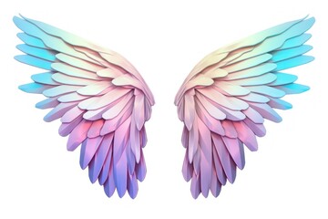 Obraz premium Angle wings iridescent white background lightweight creativity.
