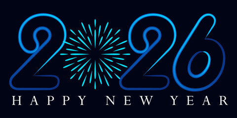 Happy New Year 2026 celebration with glowing fireworks display