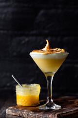 Lemon meringue martini with toasted meringue topping