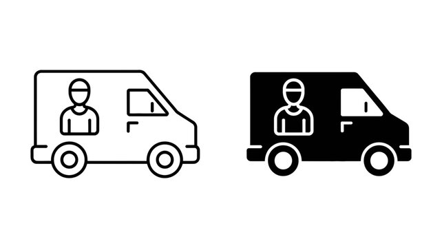 Delivery van with driver, a symbol of transportation, logistics, and service, conveying efficiency and reliability
