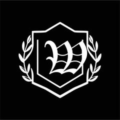 Minimalist Laurel Shield Emblem with Letter A-Z in Elegant Heraldic Design, Combining Royal Aesthetics, Classic Style, and Premium Brand Identity for Luxury and Exclusive Branding Use