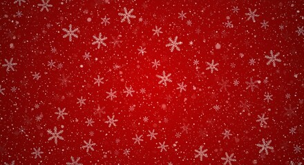 Falling snowflakes on a vibrant red Christmas background