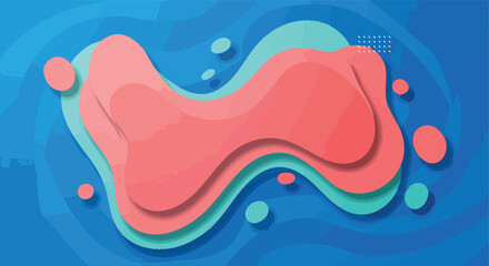 Dynamic abstract fluid shapes creating a modern flowing wave pattern in vibrant coral, teal, and deep blue hues, perfect for contemporary backgrounds