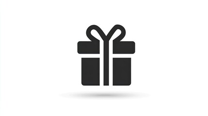 Stylized graphic icon of a wrapped gift box with a ribbon.