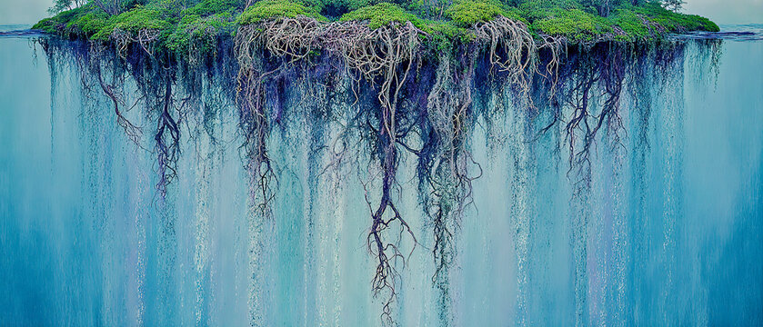 Floating Islands with Roots