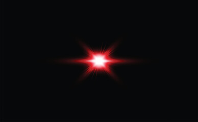 Red light burst with lens flare effect on a digital black backdrop