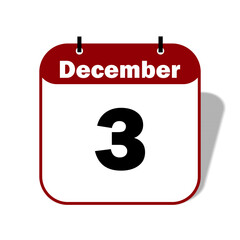 3 December Date Icon 