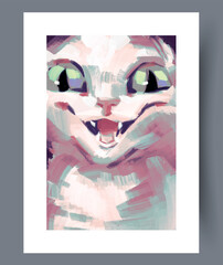 Vivid and energetic depiction emphasizing playful nature of cat