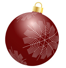 Dark red gradient christmas new year ball with snowflakes