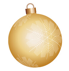 Golden christmas new year ball with snowflakes