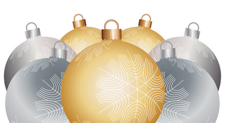Golden silver balls bunch festive design element christmas new year ornament