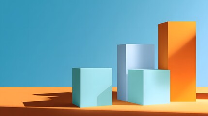 Geometric shapes arranged on a contrasting surface create a striking visual display with sharp shadows