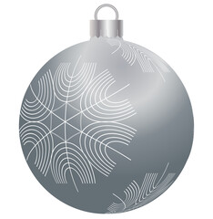 Silver christmas new year ball with snowflakes