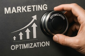 Marketing and Optimization concept of business success.