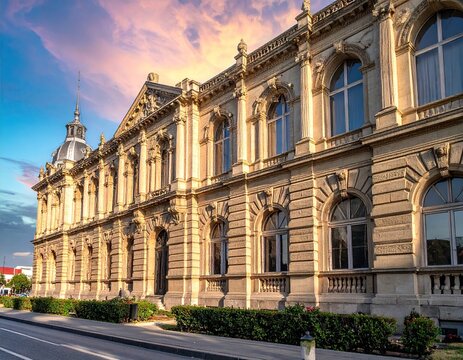 Coastal City Building at Sunset Aerial View - Powered by Adobe