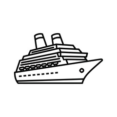 Obraz premium Outline illustration of a large cruise ship with two smokestacks