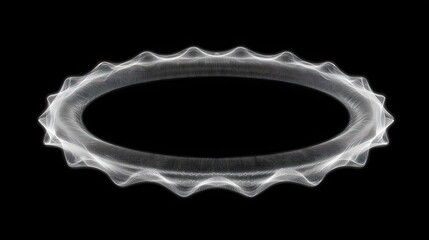 Fototapeta premium Glowing ring with jagged edges pulses with light on black.