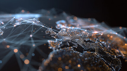 A captivating digital representation of a world map interconnected by glowing nodes, illustrating global networks