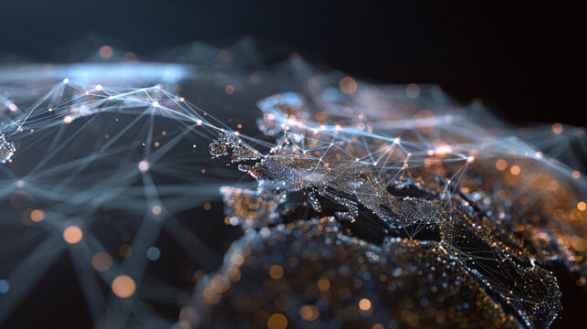 A captivating digital representation of a world map interconnected by glowing nodes, illustrating global networks