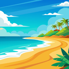 Tropical beach with turquoise water and palm trees