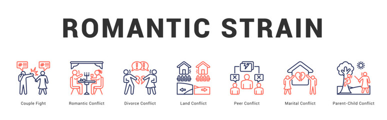 Romantic Strain Modern and clean web banner illustration featuring thematic icons for visual communication