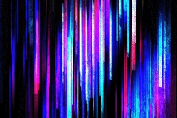 Abstract Vertical lines of neon pink, blue, and purple against a dark background