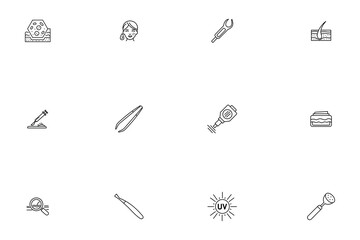 Hair Removal and Skincare Line Icons Set