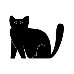 Black cat silhouette. A traditional symbol of Halloween.