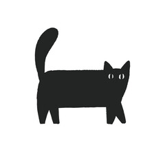 Hand drawn black cat. Halloween animal symbol.