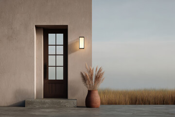 serene minimalist door design featuring glass inserts embodying japanese minimalism