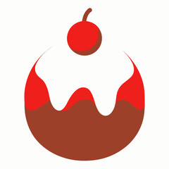 Stylized christmas pudding with cherry on top