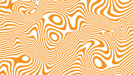 Abstract psychedelic swirling pattern of organic wavy lines in yellow and orange hues