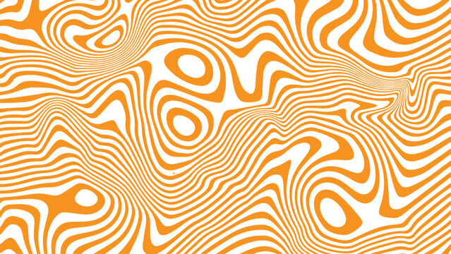 Abstract psychedelic swirling pattern of organic wavy lines in yellow and orange hues - Powered by Adobe